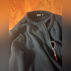D&G Black Sweater with Red Zipper Detail